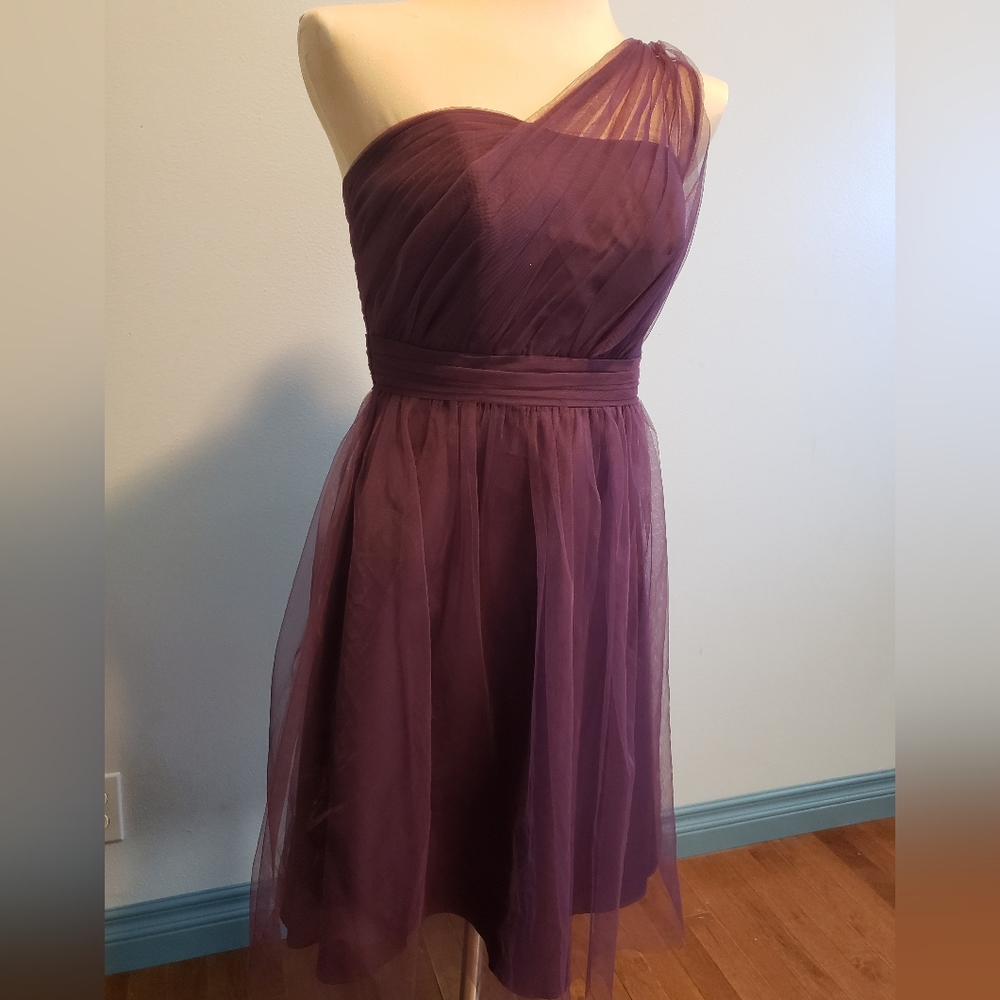 David's Bridal Plum Tulle Bridesmaid Dress